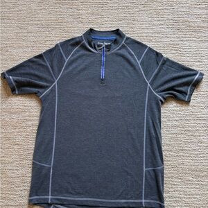 Tommy Bahama Men’s island modern fit quarter zip shirt, charcoal, gray